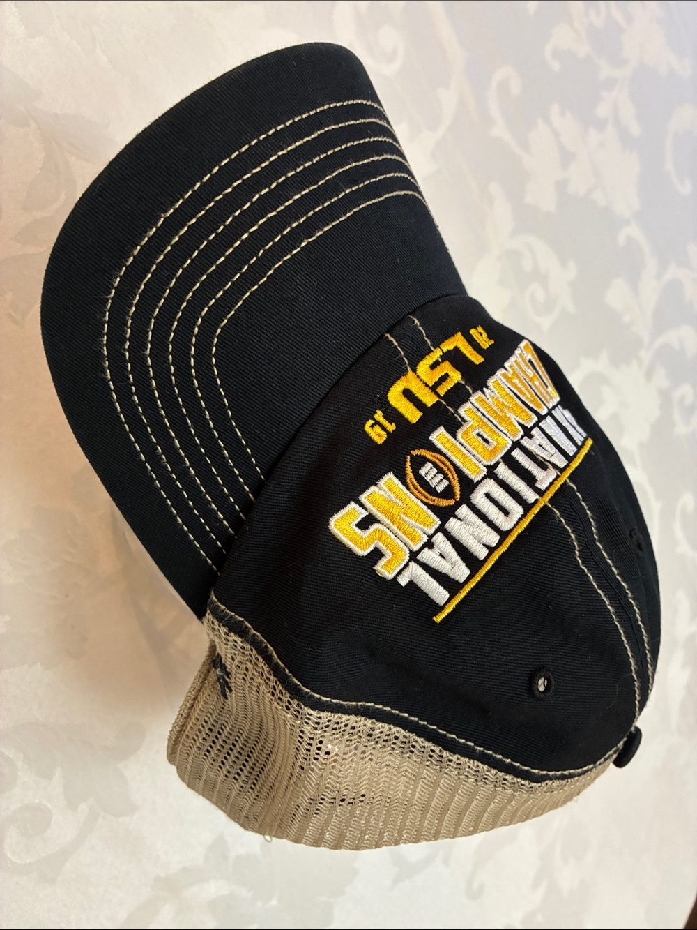 Men’s Mesh Back Cap with Embroidered 'LSU National Champions' 2019 Design - Picture 2 of 8